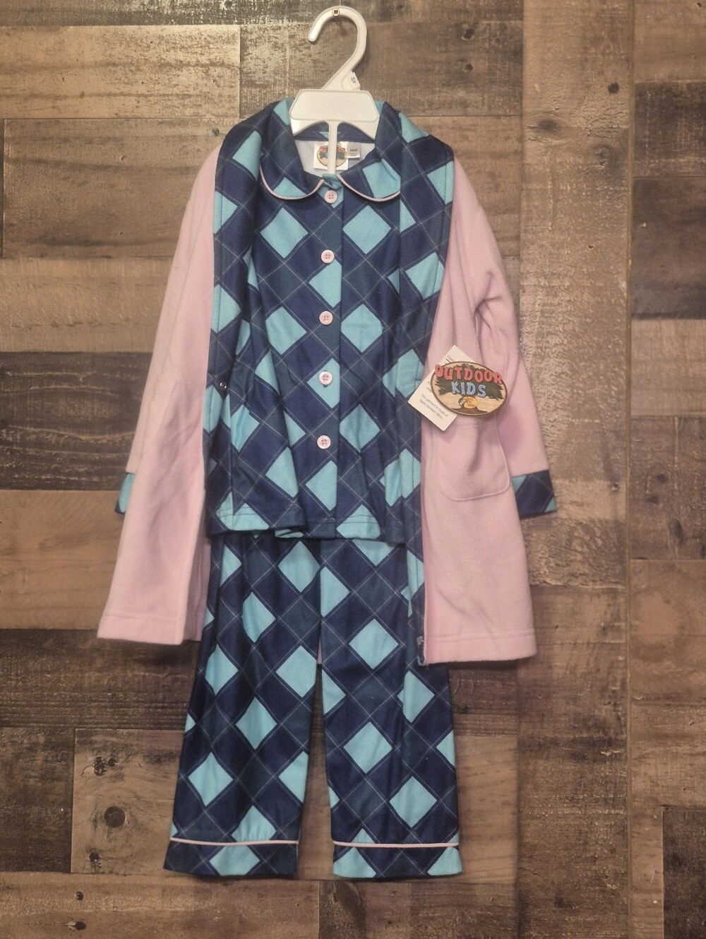 Girls'  Multi Color Print Pajama Set with Matching Robe Size 24 Months NEW